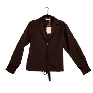 Commense Luxe Silky Black Open‎ Dressy Blouse Top Size XS Women NWT